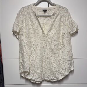 Torrid Cream Lace V-Neck Blouse
